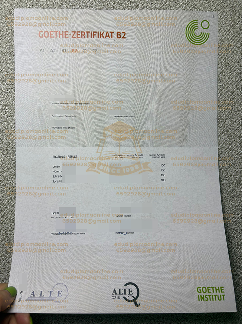 GOETHE-ZERTIFIKAT B2 Certificate