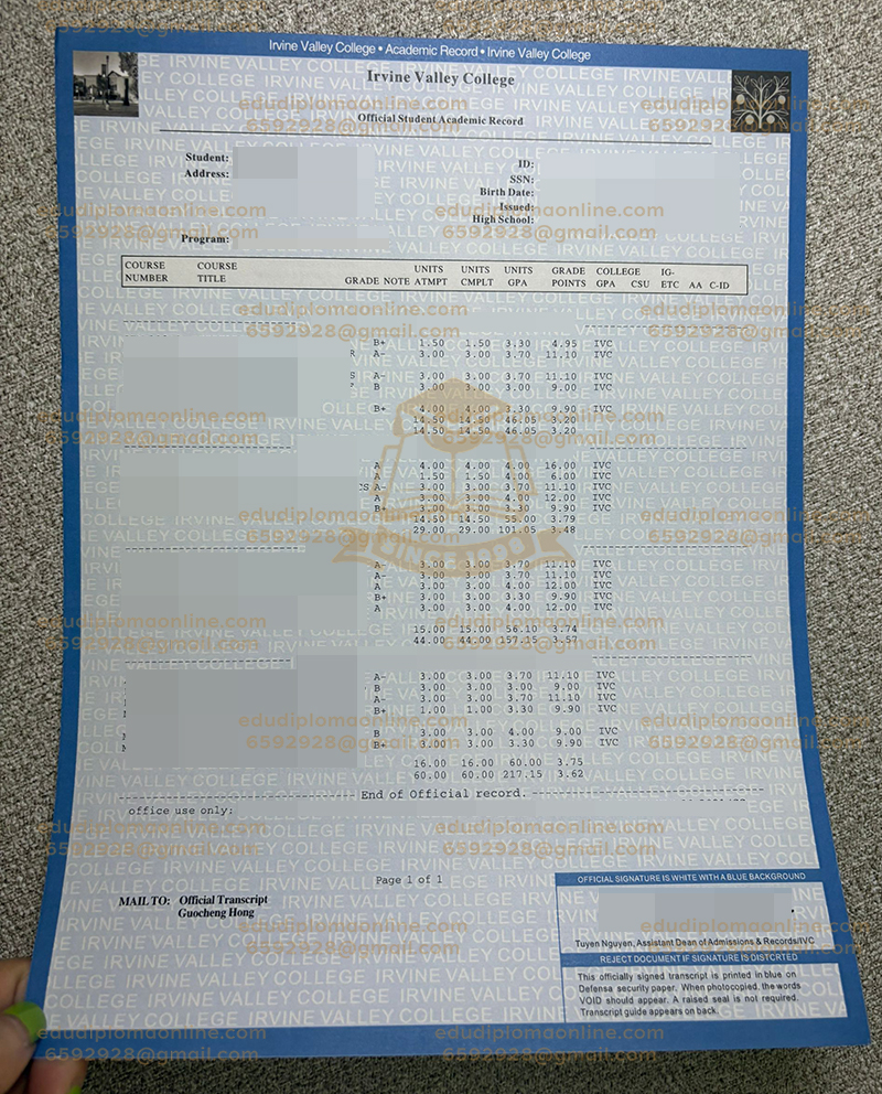 尔湾谷学院成绩单