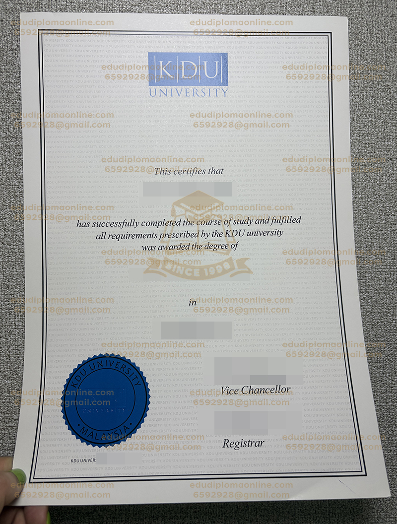 KDU University diploma