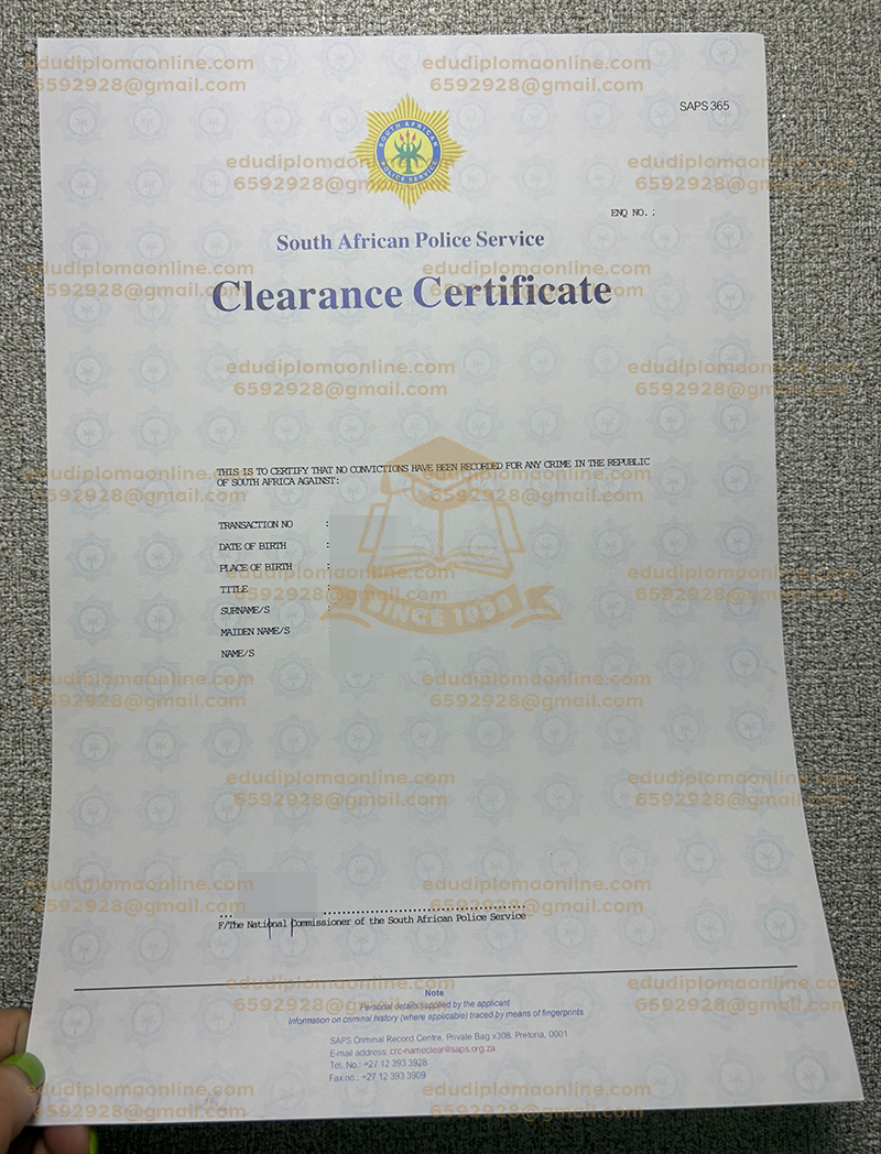 SA Police Clearance Certificate