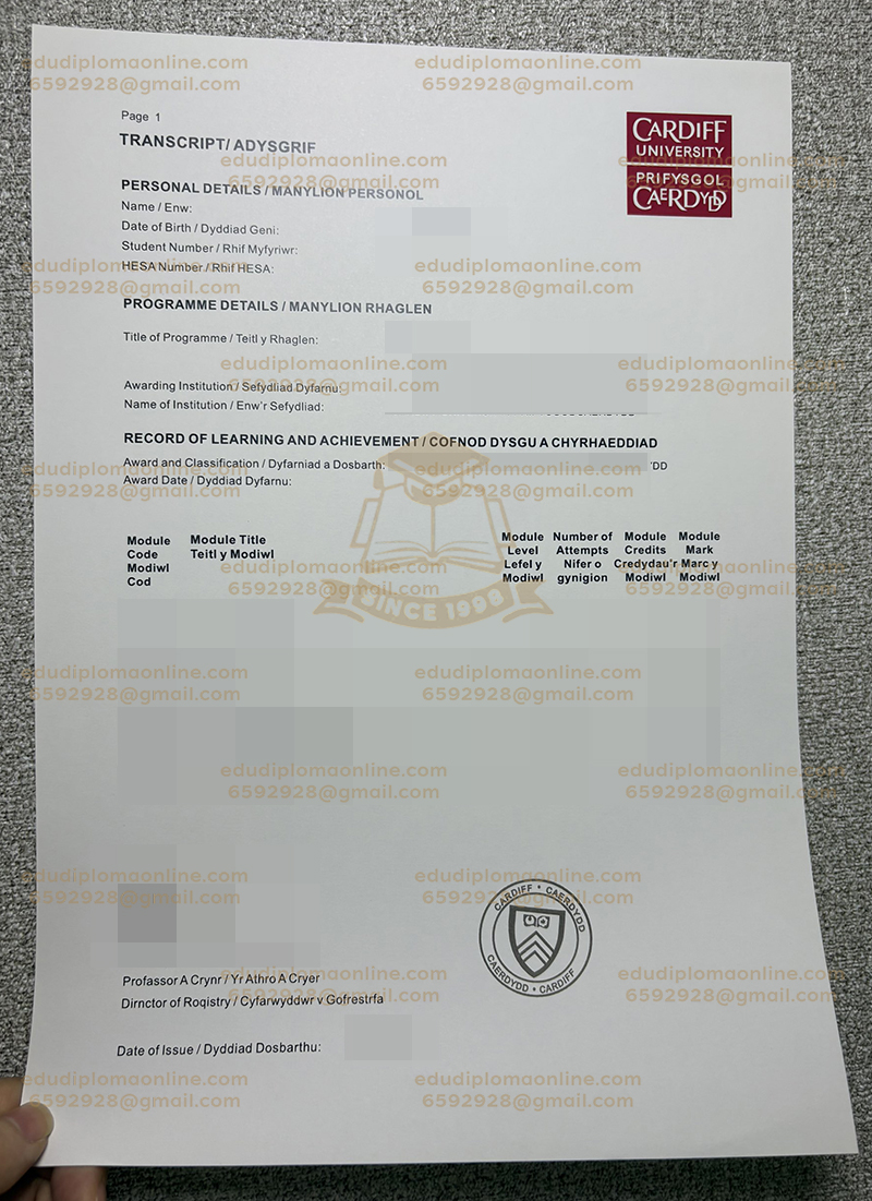 카디프 대학교 성적 증명서