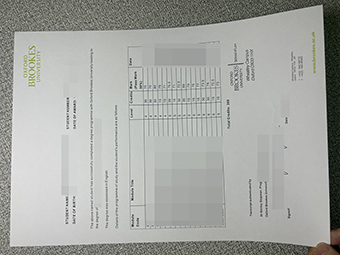 オックスフォード・ブルックス大学成績証明書-1