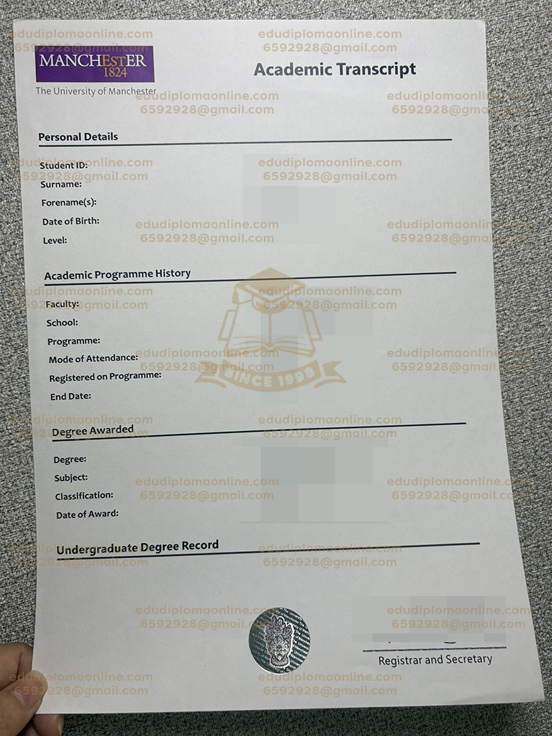University of Manchester transcript